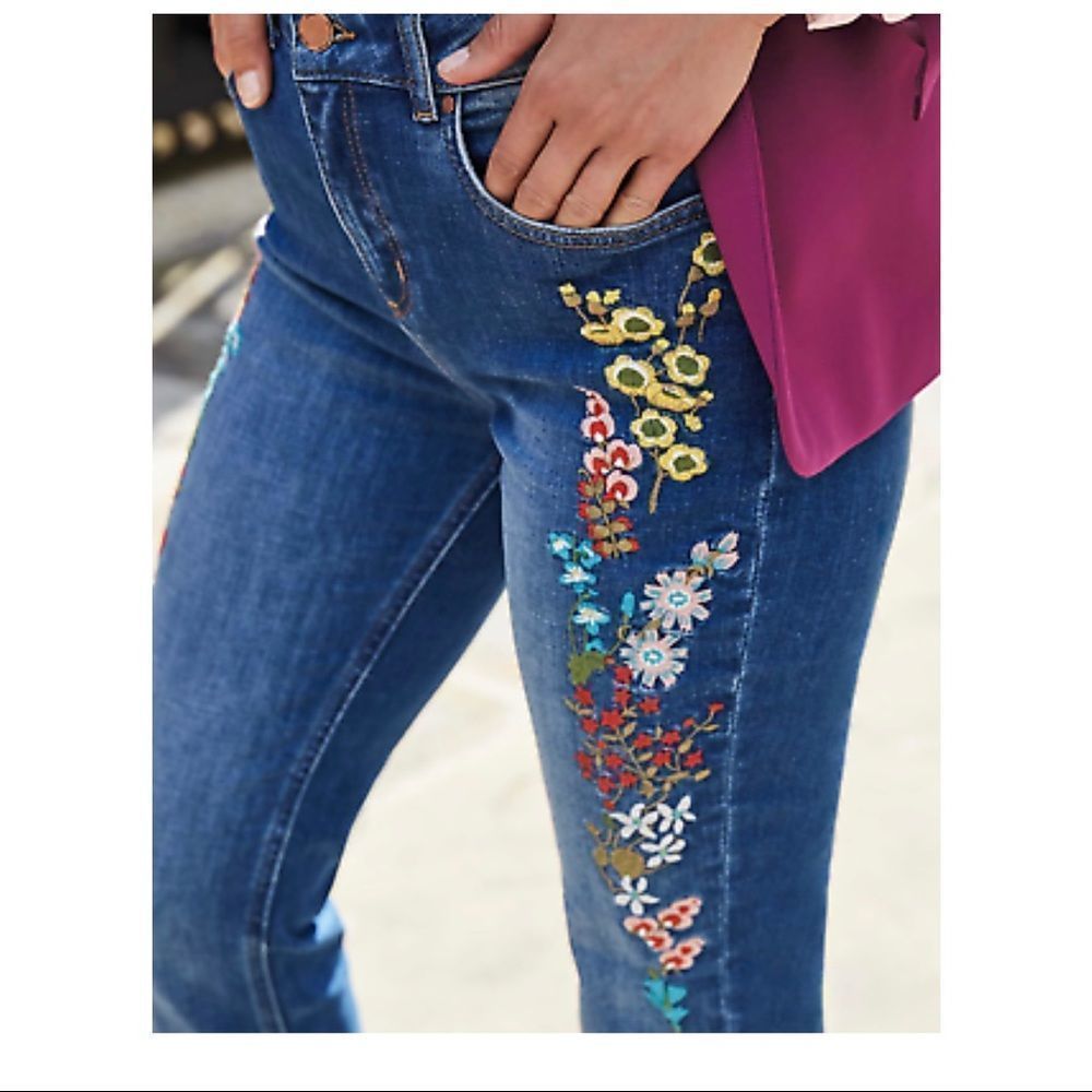 Boden The Cavendish Girlfriend Embroidered Flowers Jeans